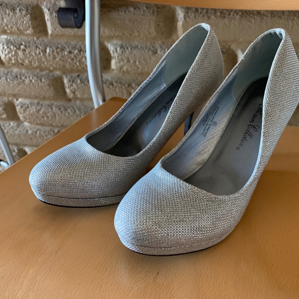 Sparkly silver heels